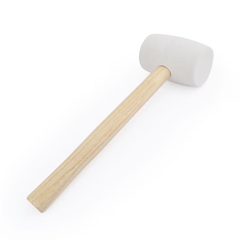 Gunpla Rubber Mallet - 12 oz Anti-Slip Wooden Handle Soft Double Face White Rubber Head Mallet for DIY, Tile Setting, Laminate Flooring Installs & More - Image 1